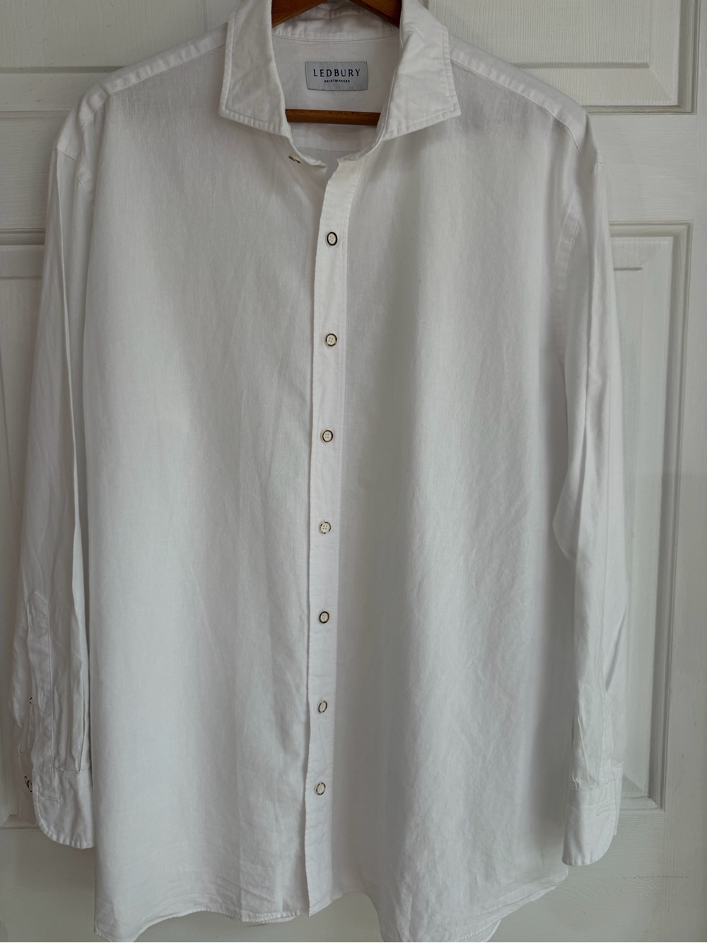 Ledbury Men's White Casual Button-Down Shirt
